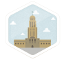 Badge for the date Lincoln became the State Capital
